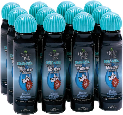 Quality Park Bulk Dab-N-Seal Envelope Moistener with Adhesive, for Securely Sealing Envelopes, Paper Crafts & More, 50mL Bottles, 12 Pack (QUA46062)