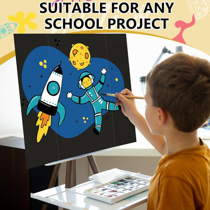 HAUTOCO 4 Pcs Medium Trifold Poster Board 26 x 15.74 inches Tri Fold Presentation Boards Black Corrugated Cardboard for Science Fair, School Project, Event Displays, Business