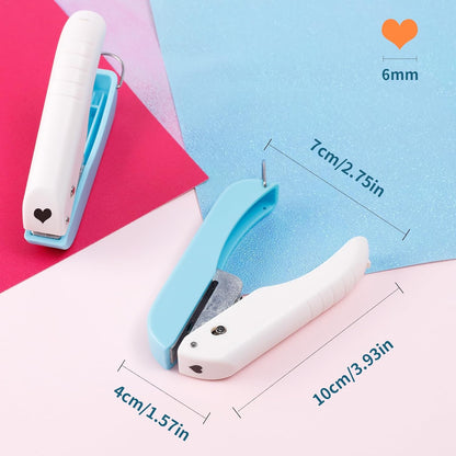 UCEC Heart Hole Punch Single Small Hole Puncher, 1/4in Mini Hole Punch Handheld Hole Paper Punch Puncher for Craft Paper Tags Clothing Ticket DIY Scrapbook Tool