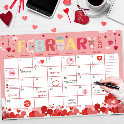 GuassLee Desk Calendar 2025-2026 - Colorful Desk Calendar from Sep. 2025-Mar. 2027, 17 x 11.5 inches, 19 Monthly Calendar with Hanging Rope, Notes and Large Ruled Blocks for Home School Office