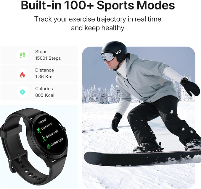Smart Watch, HD Smartwatch for Men Women (Answer/Make Calls), Fitness Watch with 100+ Sport Modes, IP68 Waterproof/Heart Rate/Sleep Monitor, Activity Trackers for iOS/Android