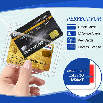 50 Pcs Clear Plastic Horizontal Name Badge ID Card Holders