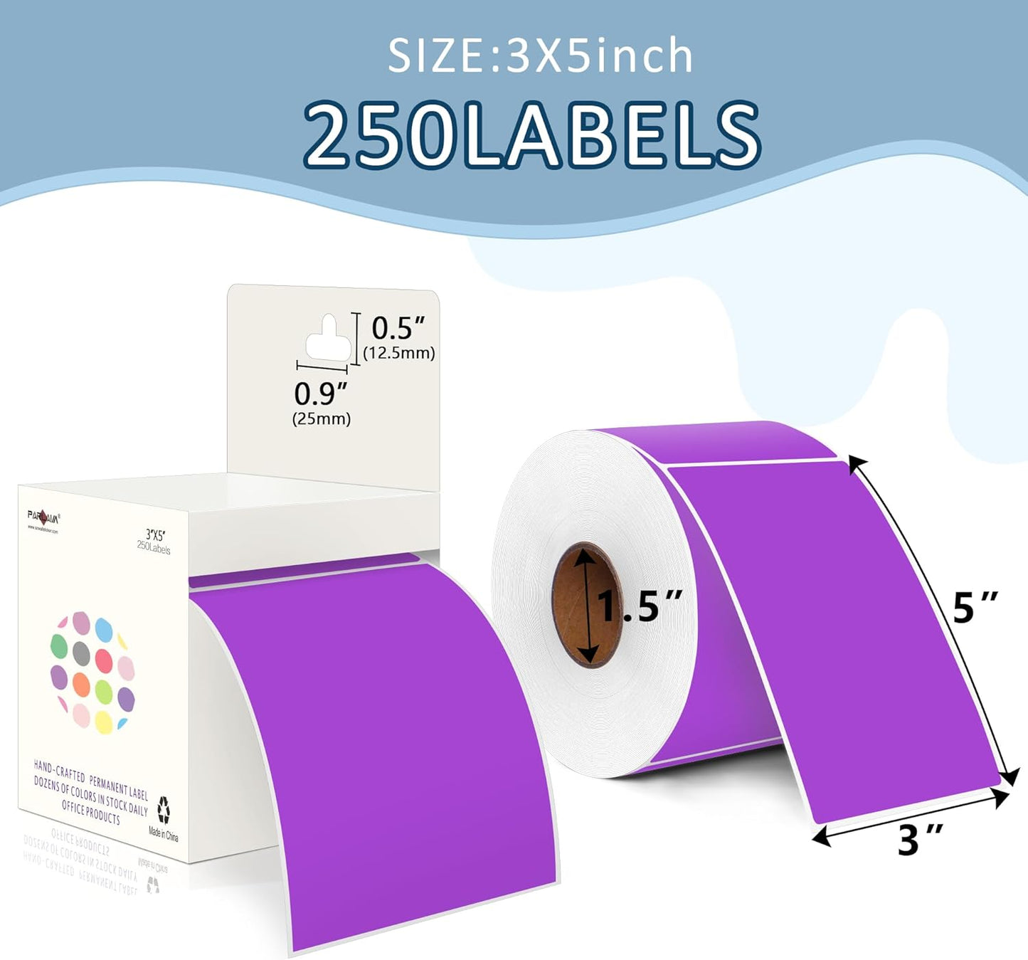 PARLAIM 3 X 5 Inch 4Rolls/1000 Per Roll Rectangle Inventory Color Coding Labels,Roll Square Label Stickers for Home (Purple)