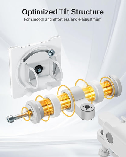 monTEK Single Monitor Arm with USB A/C, Ultrawide Monitor Stand for 17 to 57 Inch Curved Screen, Holds 59.4 lbs, Adjustable Gas Spring Arm, 75/100 VESA Mount, Clamp & Grommet Desk Mount, White