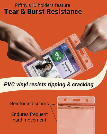 Clear ID Holder for Lanyard - ID Card Holder Waterproof (Inches, 2.25 x 3.5 Vertical 12 Pack)