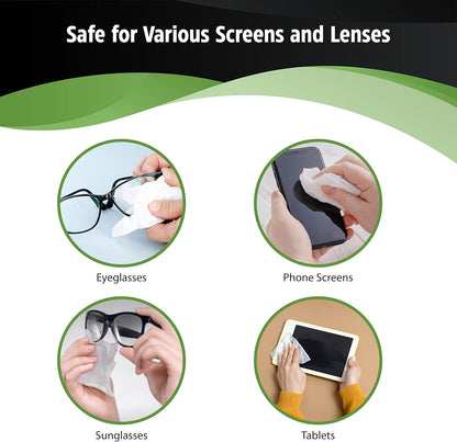 HandyClean Pre-Moistened Lens Cleaning Wipes, Eyeglass Wipes, Screen Wipes, 100 ct of 6 x 5 inches Individually Packed Lens Cleaner Wipes