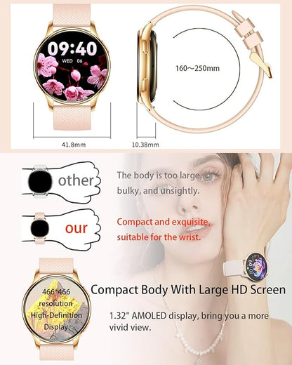 Smart Watches for Women Men, 1.3" Fitness Tracker Watch with Heart Rate/Sleep Monitor/Spo2/100+ Sports/Bluetooth Call/DIY Watch Face, Smartwatch for Android Phones/iPhone