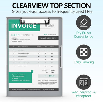 Sooez Clipboard with Storage, Heavy Duty Cleaview Clip Boards 8.5x11 with Dual Storage, Dry Erase Plastic Nursing Clipboard, High Capacity Clipboards Folder for Teacher Nurse, School & Office Supplies