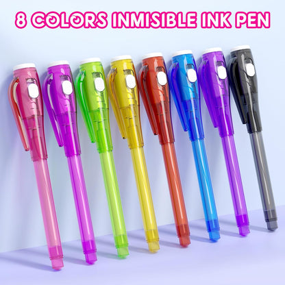 Invisible Ink Pen Spy Game for Kids, Party Favors Toys for Girls Boys, Magic Markers for Boys Girls Fun Outdoor Toys, Birthday for 6-13 Year Old Girls Boys (8PCS)