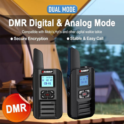 F711 DMR Radio Mini Dual Mode Analog/Digital Two Way Radio with Programming Cable,Type-C, Encryption, Mini DMR Digital Walkie Talkie for Security Business Office School Restaurant,Black 1 Pack