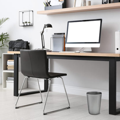 HOLDN’ STORAGE Small Trash Can - 1.58 Gallon Open Top Waste Bin, Compact Waste Can Perfect for Bathroom, Kitchen, Office, Dorm - Durable Garbage Can - Silver Brushed