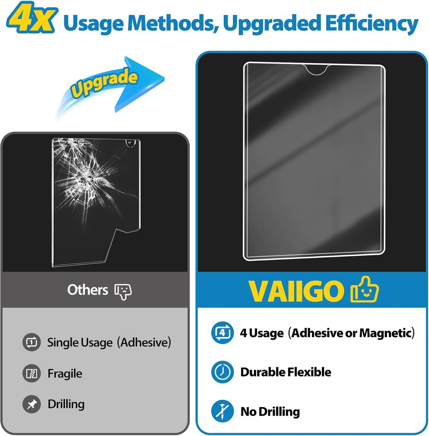 10 Pack Magnetic Sign Holder 8.5 x 11 - Plastic Wall Sign Holder with Magnet and Adhesive Tape - Magnetic Display Frame - Adhesive Plastic Frame Rigid Print Protectors Document Poster Holders