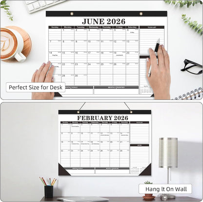 Tcamp Desk Calendar 2025-2026 from July 2025 to December 2026, Large 17" x 12" Wall Calendar with Julian Dates, 18 Months Desk Planner for Home School Office Desktop, Christmas Gifts