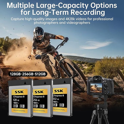 SSK CFexpress Type B 512GB,high Speed CF Cards up to 1800 MB/s Read Speed and 1200 MB/s Write Speed CF Express Type B Memory Card for Camera,Photographers,Videographers,Mini CF Express Card,8K Video