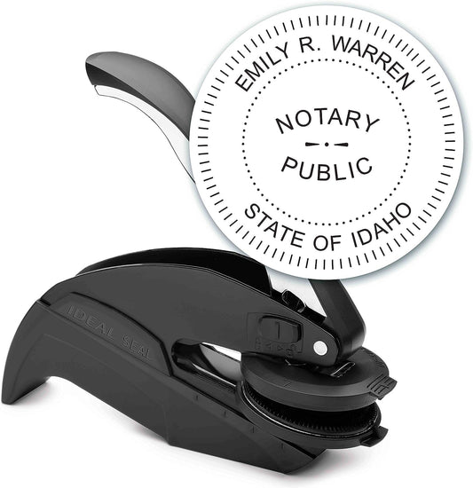 MaxMark Notary Seal Round Embosser for Idaho State - Includes Gold Burst Seal Labels (50 Count)