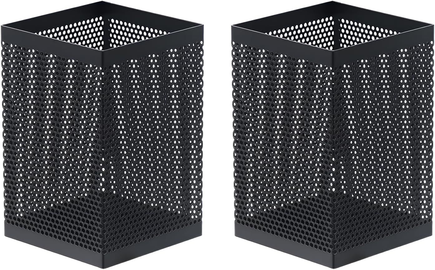 Comix Mesh Pen Holder Desk, Wire Pencil Holder with Foam Pad and Non-Slip Bottom Office Supplies Desk Organizer for Home Office School, 2 Packs