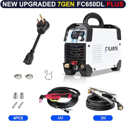 FLARING FC650DL PLUS Plasma Cutter 65 AMP Non Touch Pilot Arc Plasma Cutter Machine 120/240V Dual Voltage, Digital Display, High Frequency IGBT Inverter, Post Air/2T/4T, 5/8" Clean Cut with Consumable