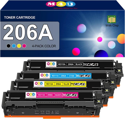 206A Toner Cartridge(with Chip) 4 Pack Compatible with 206A Toner Cartridges for Color Pro MFP M283fdw M283cdw, Color Pro M255dw, MFP M283 M255 Series(Cyan Magenta Yellow Black)