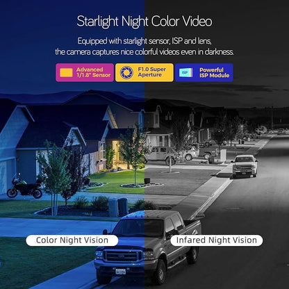 XMARTO 2K HD Wire-Free Solar Home Security Camera System Wireless, 8-Camera Set with 4 Bullet Cameras & 4 Starlight Night Color PTZ Solar Cameras