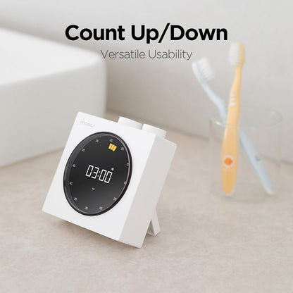 mooas Time Loop Digital Visual Timer, Rechargeable Wireless, LCD Large Display, Portable, Visual Timer, Brightness Adjustment, Count Up/Down, Pomodoro Timer for ADHD, Study, Home Schooling (White)