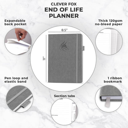 Clever Fox End of Life Planner – Final Arrangements Organizer for Beneficiary, Will Preparation, Last Wishes & Funeral Planning, A4 (Gray)