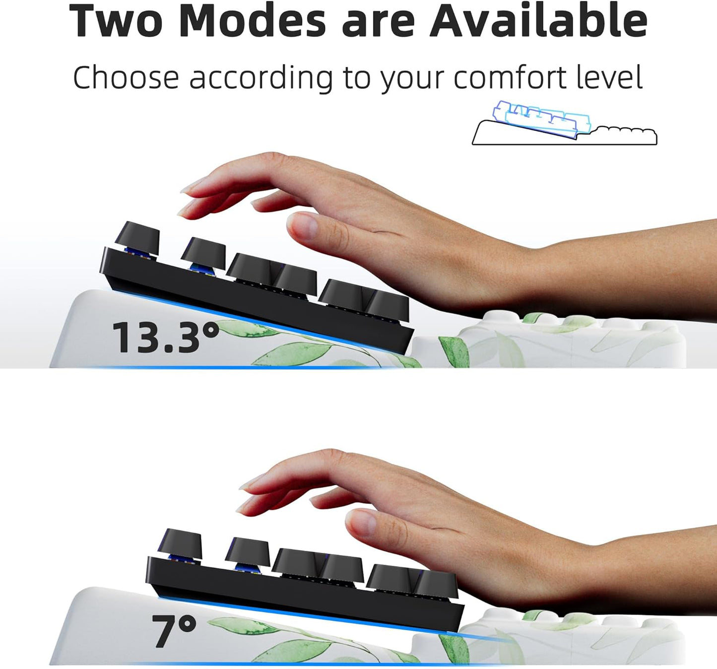 Ospelelf Keyboard Wrist Rest Pad Comfy Ergonomic Keyboard Stand Holder Office Desk Accessories Work from Home Essentials Green Leaves Pattern