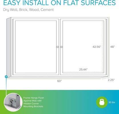 Ghent 48"x60" 2-Door Outdoor Enclosed Vinyl Bulletin Board, Shatter Resistant, with Lock, Satin Aluminum Frame - Caramel (PA24860VX-181), Made in the USA