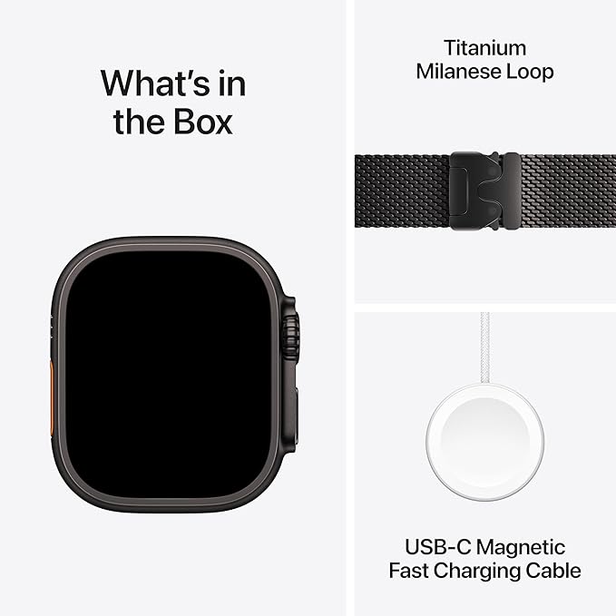 Apple Watch Ultra 3 [GPS + Cellular 49mm] Running & Multisport Smartwatch w/Rugged Titanium Case w/Black Titanium Milanese Loop - S. Satellite Communications, Advanced Health & Fitness Tracking