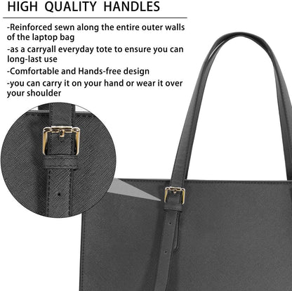 Laptop Bag for Women Waterproof Lightweight Leather 15.6 Inch Computer Tote Bag Business Office Briefcase Large Capacity Handbag Shoulder Bag Professional Office Work Bag 15.6 Inch Grey