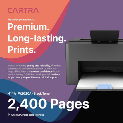 CARTRA 414A Black Toner Cartridge W2020A 2-Pack for HP Color Laserjet Pro MFP M454dw, M454dn, M454, M479fdw, M479fdn, M479, M455dn, M455, M480f, M480 Series Printer