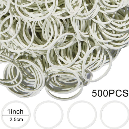 AMUU Rubber Bands 500pcs White about 1.2inch Small Rubber Bands 2.5-3cm rubber band for Office School Home Strong Elastic Band Loop Office Supplies
