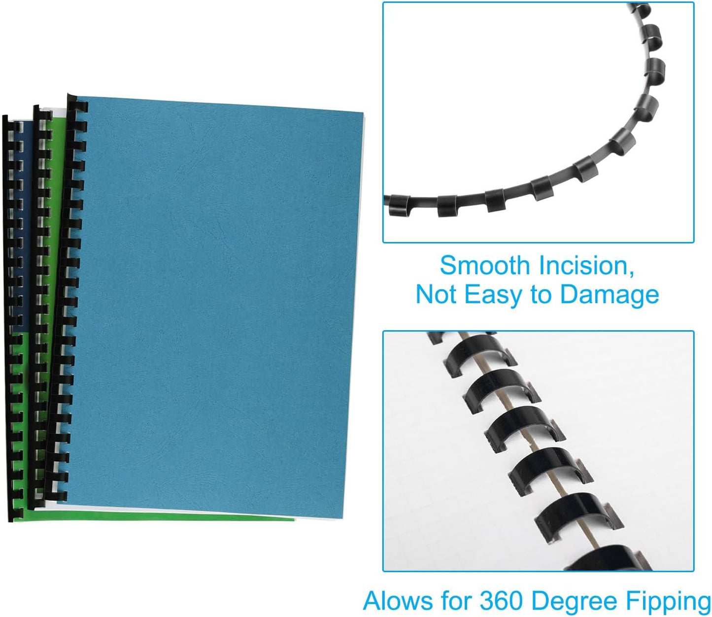 PATIKIL 28mm (1-1/8") Plastic Binding Combs, 50 Pcs 21 Rings Comb Binding Spines 240 Sheet Capacity Letter Size for Binding Paper Sheets Notebook Calendar Picture Album, White