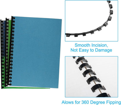 PATIKIL 20mm (3/4") Plastic Binding Combs, 50 Pcs 21 Rings Comb Binding Spines 150 Sheet Capacity Letter Size for Binding Paper Sheets Notebook Calendar Picture Album, Black