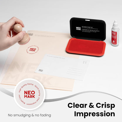 Medium Stamp Pad Kit (1oz Ink Included)-2.8"x 4.4", Magnetic Lid, Premium Quality Felt Stamp Pad (Red)