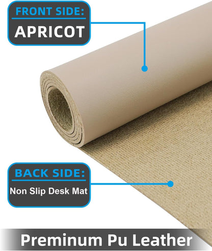 Small Desk Mat,Leather Desk Pad Protector,Desk Mouse pad,Office Desk mat,Laptop Mat for Desk, Non-Slip PU Leather Desk Blotter,Waterproof Desk Writing Pad for Office/Home(23.6"x13.8",Apricot)