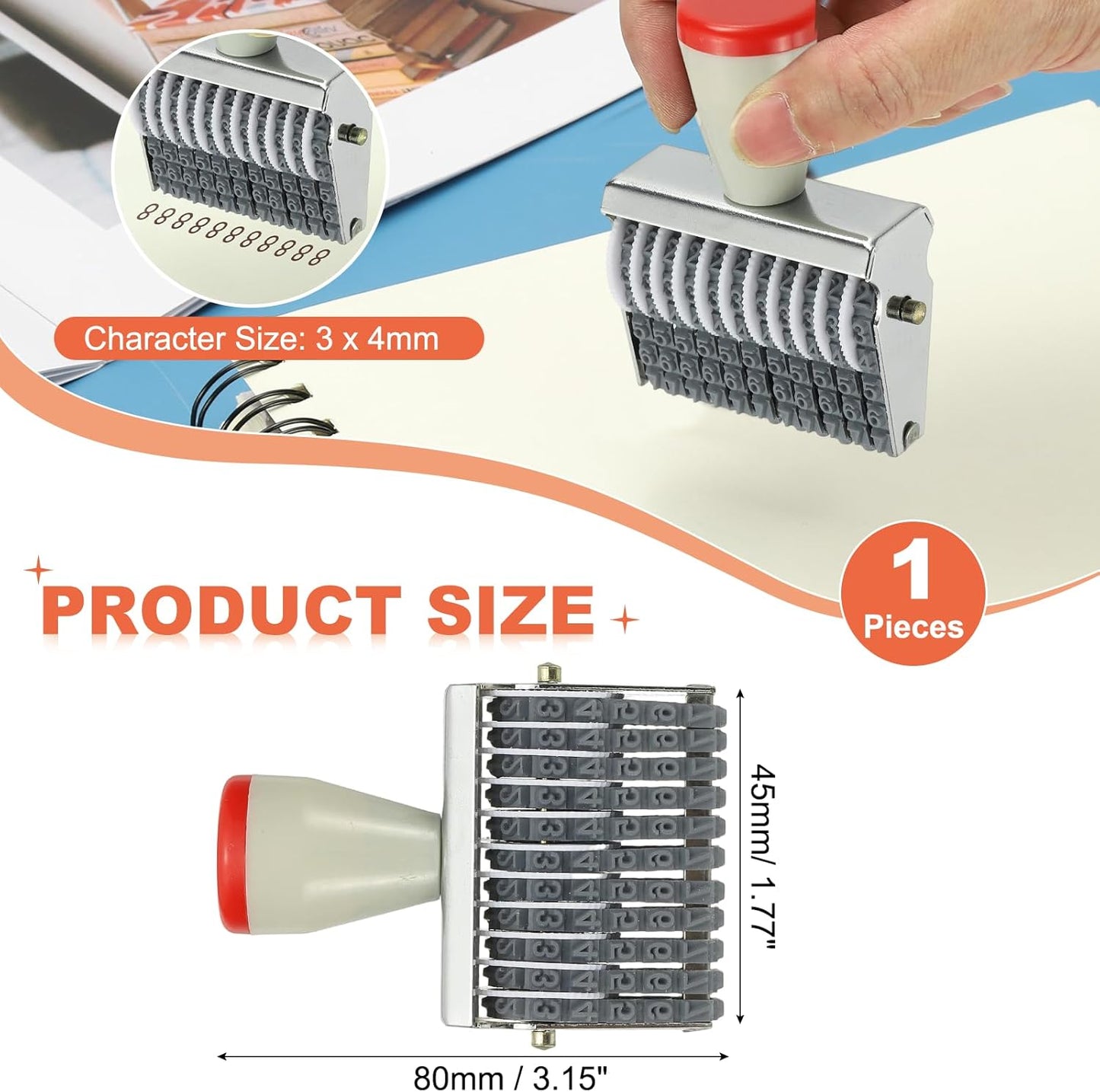 PATIKIL 11 Digit Number Roller Stamp, Adjustable Rubber Stamp Changeable Numerical Symbol Office Date for Business Creative Price Tag