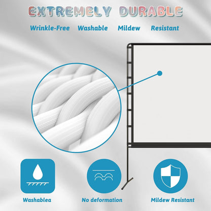 Projector Screen with Stand, 180 inch Foldable Outdoor Projector Screen 16:9 HD 4K Portable Projector Screen 1.1 Gain Outdoor Movie Screen with Carry Bag for Home Theater or Office