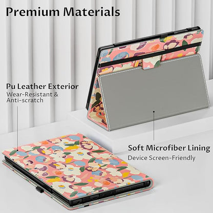 VORI Case for All-New Amazon Kindle Fire HD 10 Tablet (13th/11th Generation 2023/2021 Release) and Fire HD 10 Plus - Slim Folding Stand Folio Cover with Auto Wake/Sleep & Hand Strap, Pink Petals
