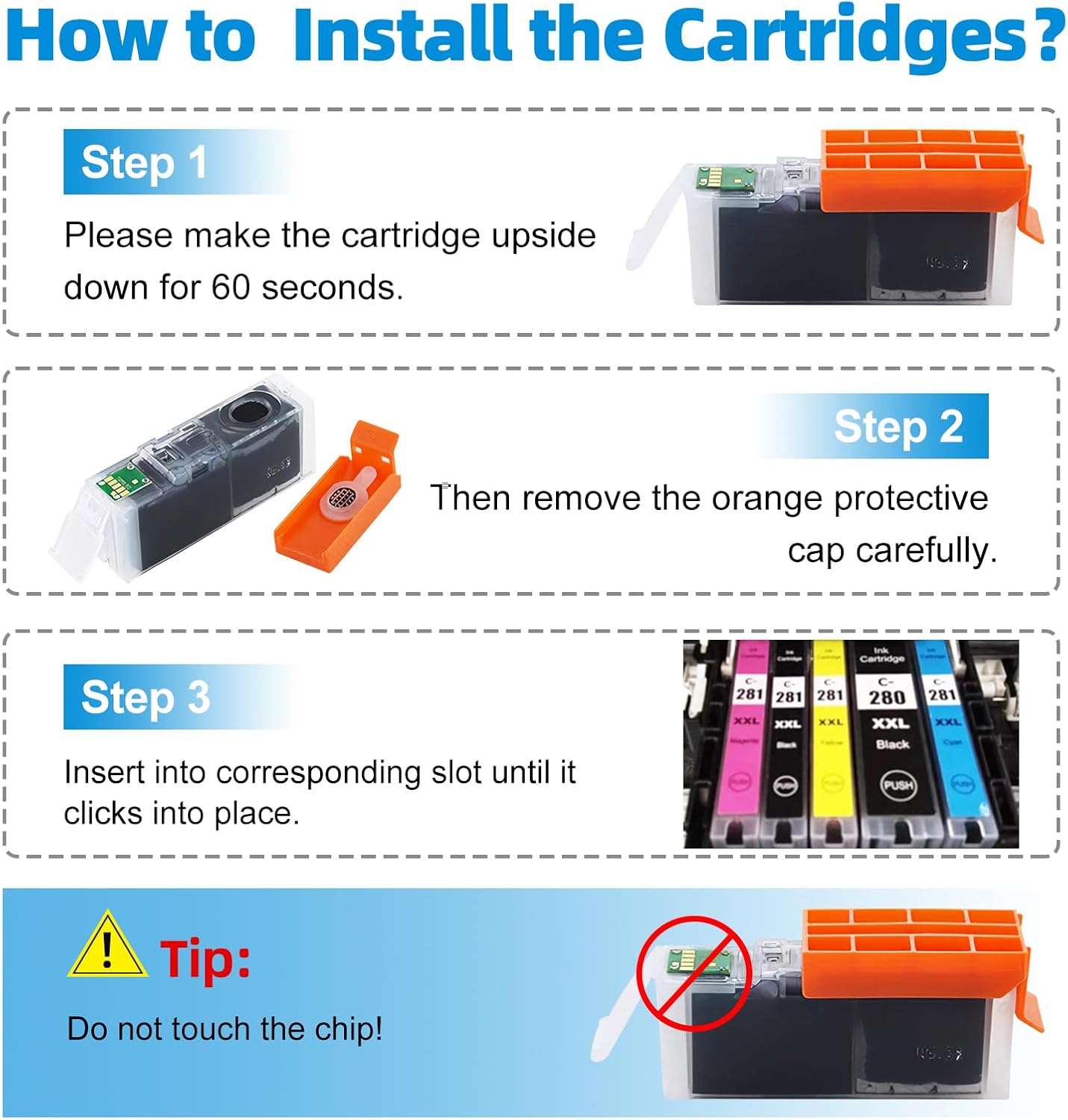 Replacement for Canon CLI-281 CLI-281 XXL Yellow Compatible Ink Cartridges Use for PIXMA TS9120 TR7520 TR8520 TS6120 TS6220 TS8120 TS8220 TS9520 TS6320 TS9521C (3X 281XXL Yellow)