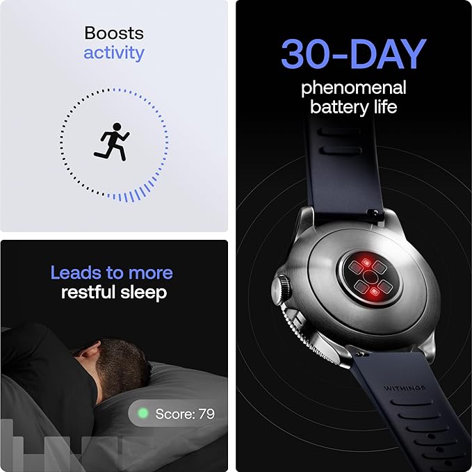 WITHINGS Scanwatch Nova - Heart Health Hybrid Smart Watch for Men & Women - SPO2, Temperature Monitoring, Sleep, Respiratory Health, Cycle Monitoring, 30-day Battery Life, Apple iOS/Android