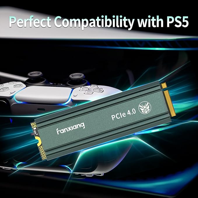 fanxiang S660 PCIe 4.0 1TB NVMe M.2 SSD for PS5 with Heatsink, Up to 5000MB/s, Internal Gaming SSD NAND SLC Cache Suitable for PS5 Enthusiasts, Technology Enthusiasts, IT Professionals