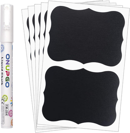ONUPGO Chalkboard Labels (48 Pack), 4" x 3" Reusable Blackboard Stickers, Waterproof Chalkboard Sticker for Jars, Parties Decoration, Craft Rooms, Weddings, Storage, Organize Your Home & Kitchen