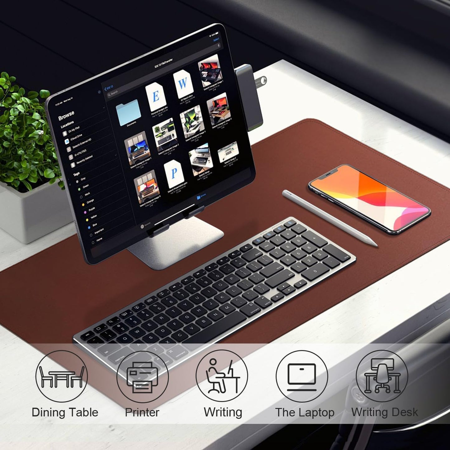 Leather Desk Pad Protector and Mat, Large Mouse Pad, Non-Slip Blotter, Office Laptop Desk Pad, PU Leather Writing Pad for Office and Home (Seal Brown, 31.5" x 15.7")