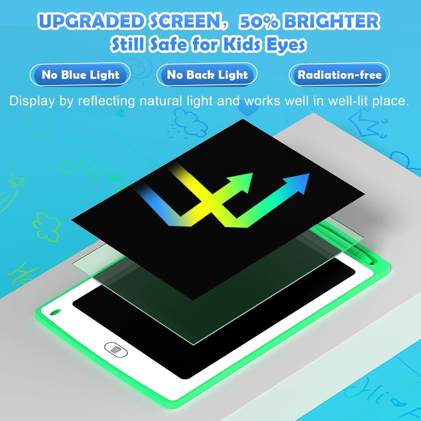 LCD Writing Tablet for Kids, 8.5 Inch Colorful Doodle Board Drawing Tablet, Educational Learning Toys Birthday Gifts for Kids Age 3 4 5 6 7 8 (18 Pack)