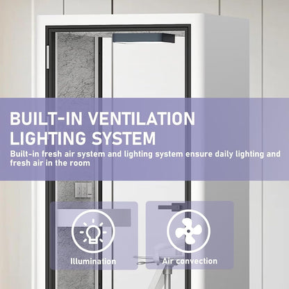 Office Sound Booth with Audio Privacy - Portable Soundproof Booth with White Modern Style,Movable Room with Light,Ventilation,Socket for Study,Singing Room,Telephone Booth(39.37IN)