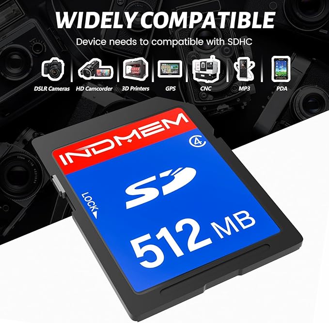 INDMEM SD Card 512MB, 10 Packs Class 4 512MB Flash Memory Card MLC Standard Secure Digital Cards Camera Cards