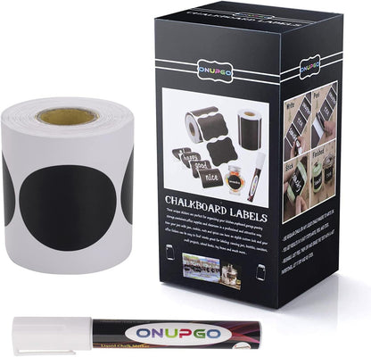 ONUPGO Chalkboard Labels-180pcs Waterproof Reusable Blackboard Stickers with 1 Liquid Chalk Marker for Mason Jars, Parties Decoration, Craft Rooms, Weddings, Storage, Organize Your Home & Kitchen