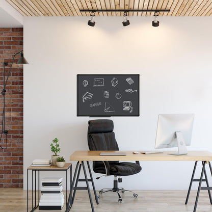 XBoard Magnetic Chalkboard Blackboard 36 x 24, Black Board with 2 Magnets, Black Aluminium Frame, Pin Collections