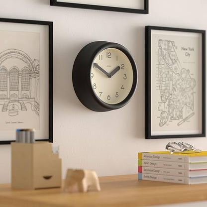 JONES CLOCKS® Fuze Wall Clock | Small Round Clock | Black | Playful Modern Design with Soft sculptural Presence | Ideal for Kitchens Living Rooms Kid's bedrooms