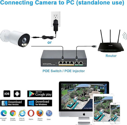 Real HD 8MP 4K PoE IP Full Color Night Vision Security Camera Outdoor, 2.8mm Wide Angle 105° FOV, H.265, Waterproof IP66, Metal Housing Bullet IP Camera, NDAA Compliant
